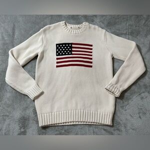 Brandy Melville Women’s Nico American Flag Sweater Ivory One Size Preppy Coastal
